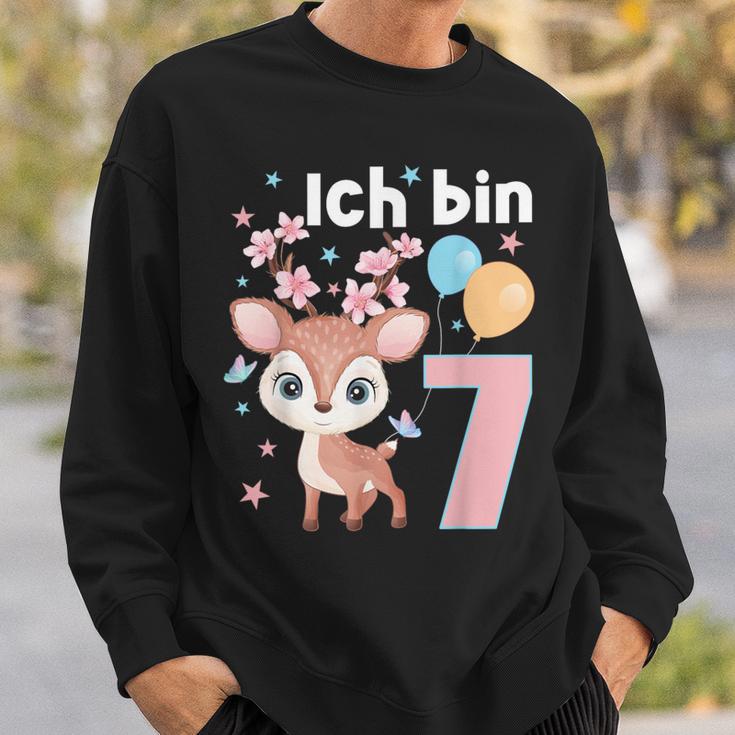 7 Jahre Alt Ich Bin 7 Hirsch Deer 7Th Birthday Black Sweatshirt Geschenke für Ihn