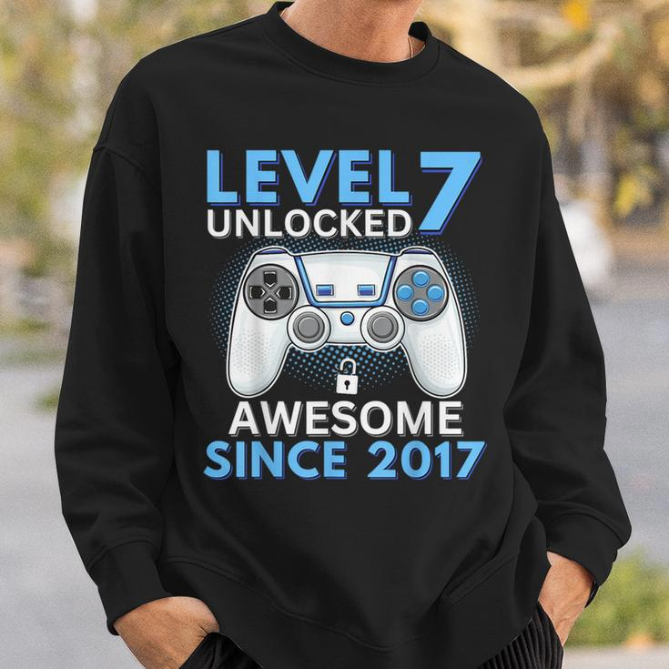 7Th Birthday Boy Seven Gamer Level 7 Unlocked Sweatshirt Gifts for Him