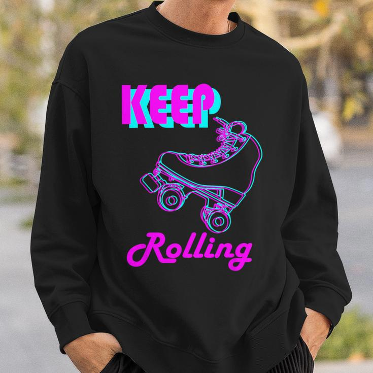 80S Keep Rolling Hobbies Roller Skate Sweatshirt Gifts for Him