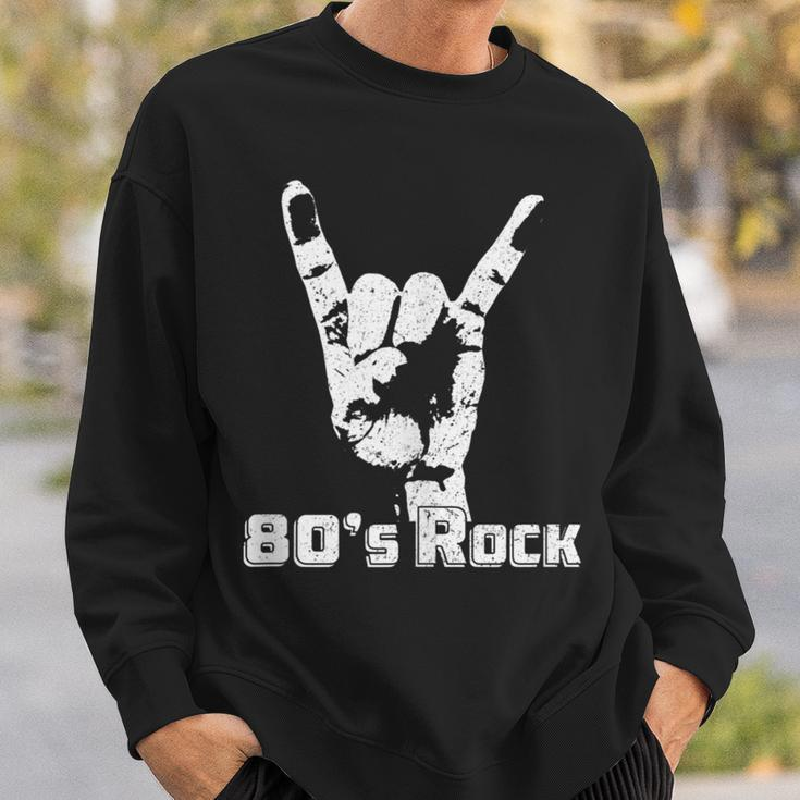 80S Rock N Roll Band Hand Horns Vintage Style Sweatshirt Gifts for Him