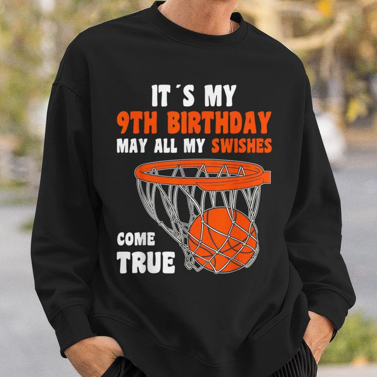 9 Year Old Happy 9Th Birthday Basketball 9Th Birthday Sweatshirt Gifts for Him