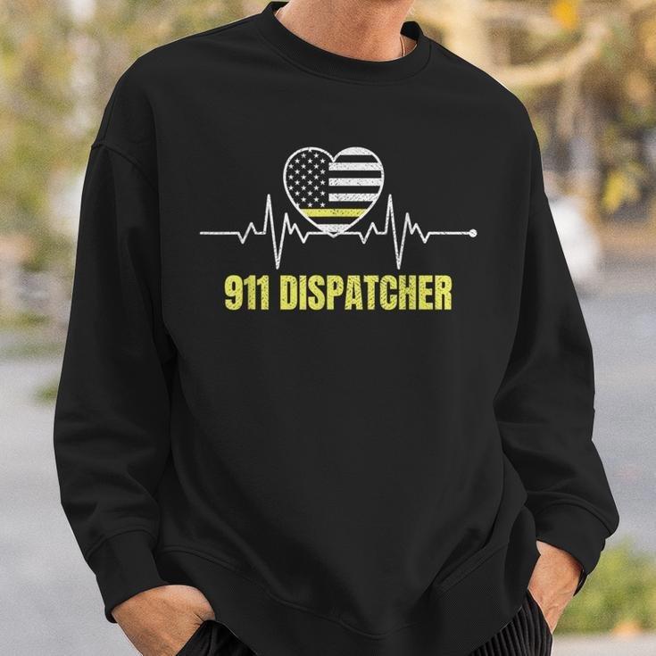 911 Dispatcher Thin Yellow Line Dispatch Us American Flag Sweatshirt Gifts for Him