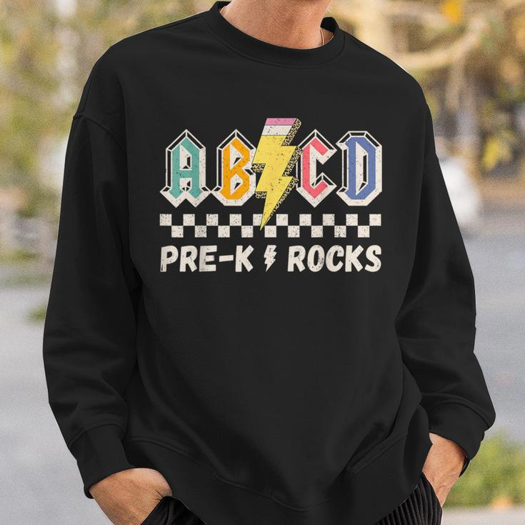 Abcd Pre-K Kindergarten Rocks Pencil Lightning Teachers Rock Sweatshirt Gifts for Him