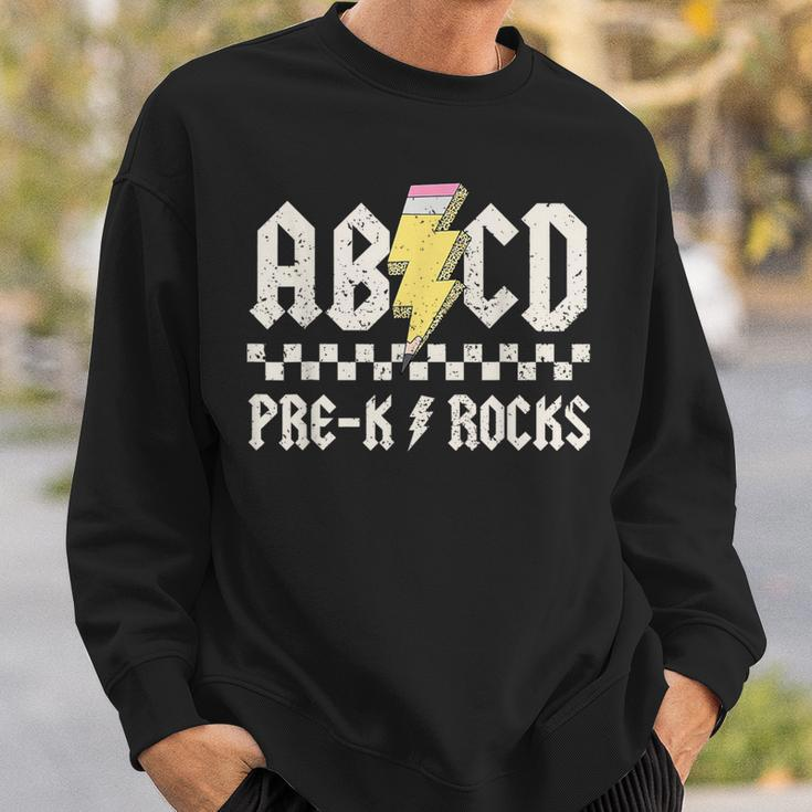 Abcd Pre-K Rocks Pencil Lightning Leopard Students Teachers Sweatshirt Gifts for Him