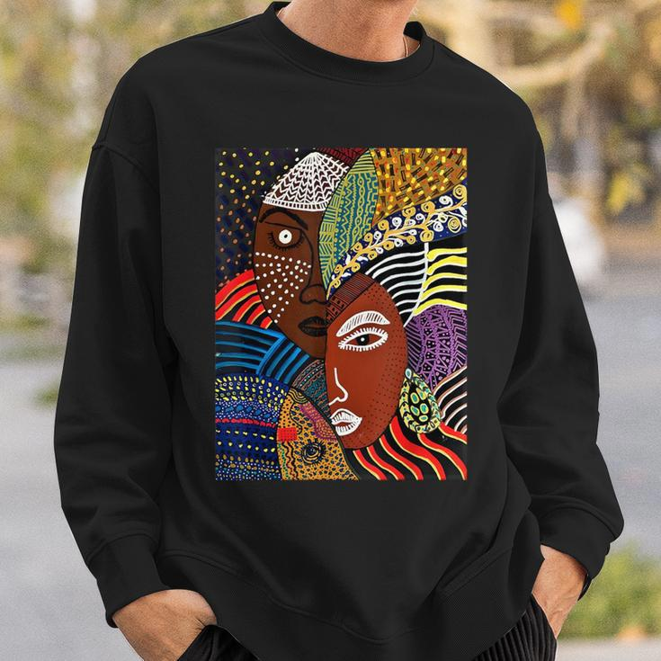 Abstract Brown Skin African American Tribal Mask Black Sweatshirt Gifts for Him