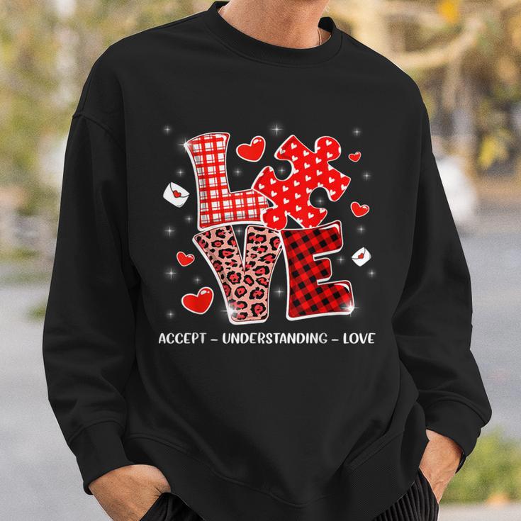 Accept Understand Love Autism Awareness Valentine's Day Sweatshirt Gifts for Him