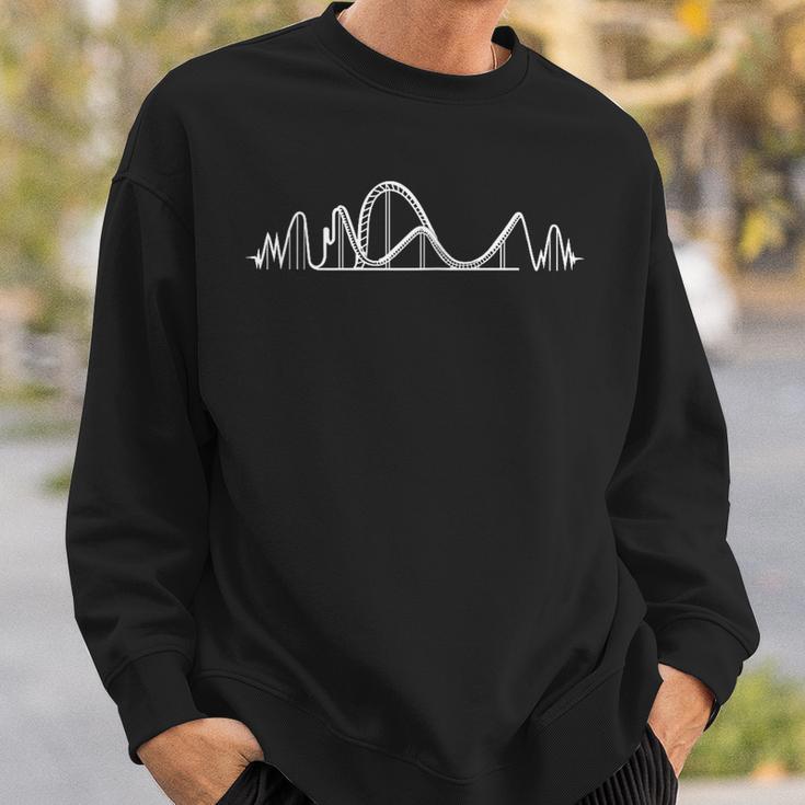 Achterbahn Herzschlag Ekg Themenpark Freizeitpark Sweatshirt Geschenke für Ihn