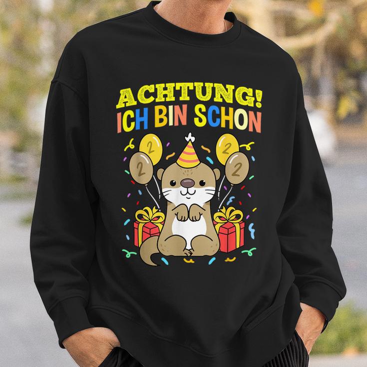 Achtung Ich Bin Schon 2 Geburtstag Otter Sweatshirt Geschenke für Ihn