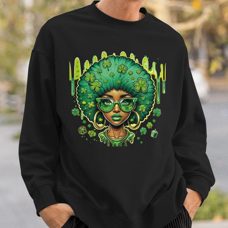 African American Female Leprechaun Black St Patrick's Day Sweatshirt Gifts for Him
