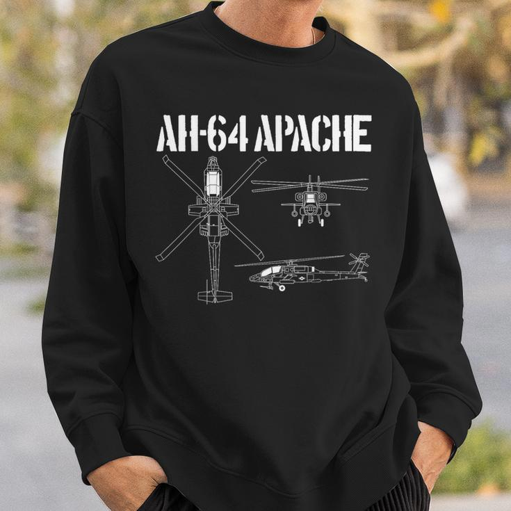 Ah64 Apache Schematic Military Attack Helicopter Apache Sweatshirt Gifts for Him