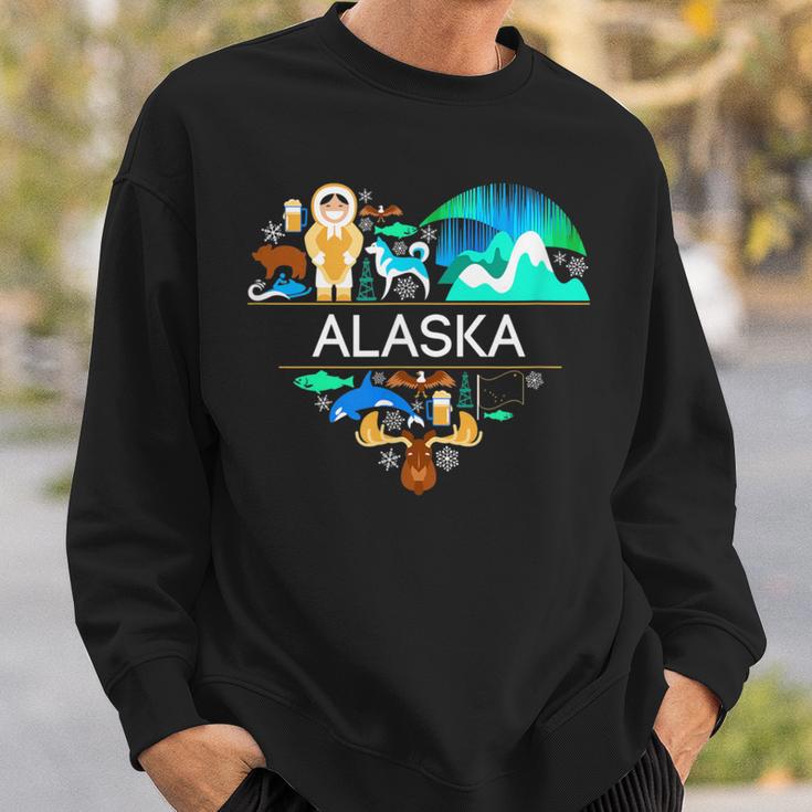 Alaska Icon Heart With Alaska Alaskan Pride Sweatshirt Gifts for Him