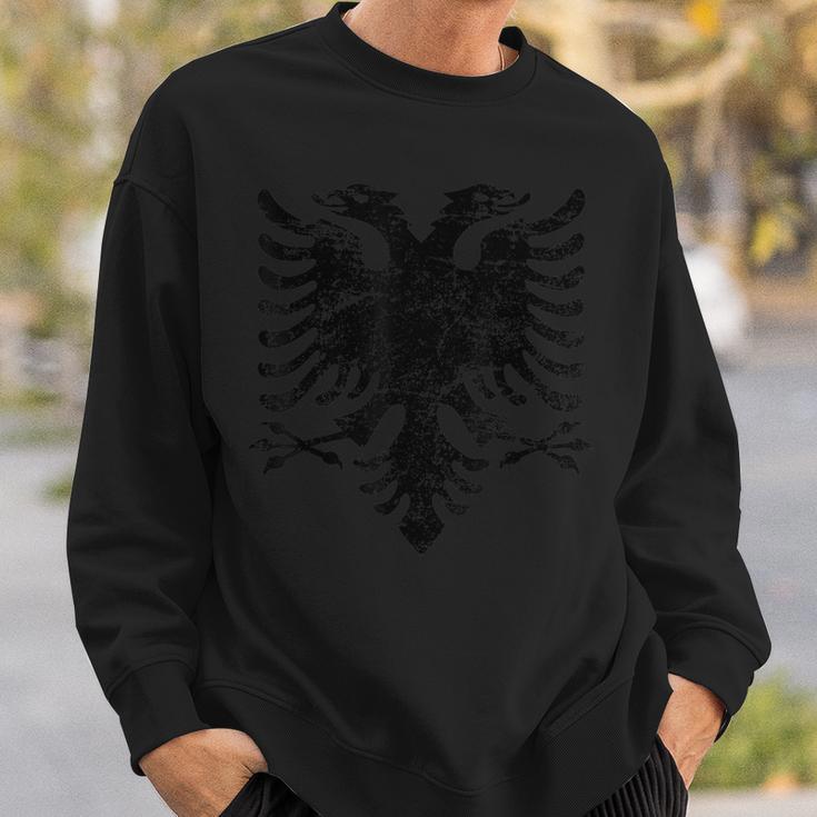 Albania Eagle Big Flag Vintage Distressed Albanian Flag Sweatshirt Gifts for Him