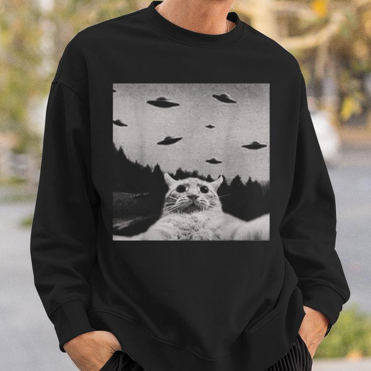 Alien Ufo Cat Sweatshirt Geschenke für Ihn