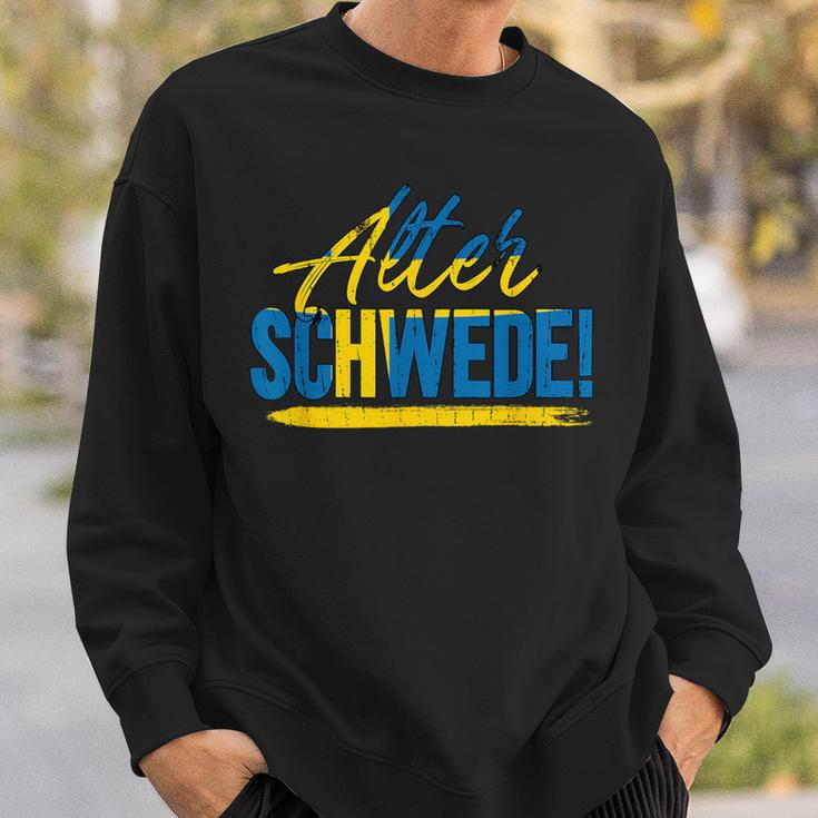 Alter Schwede! Schwarzes Sweatshirt, Blau-Gelber Aufdruck, Unisex Geschenke für Ihn