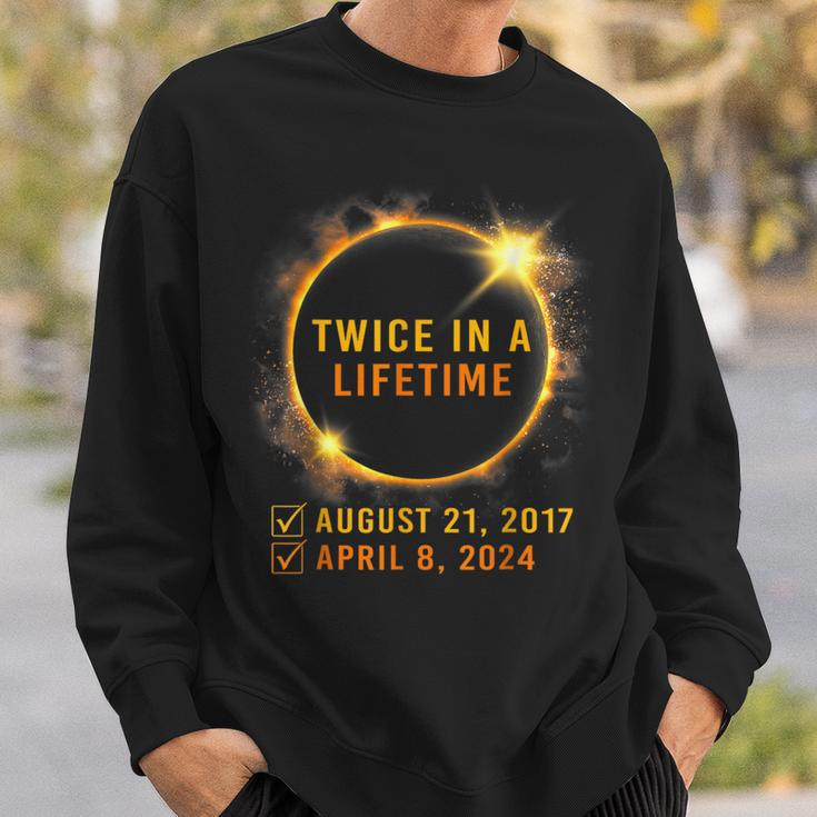 America Solar Eclipse Twice In Lifetime 2024 Solar Eclipse Sweatshirt Gifts for Him