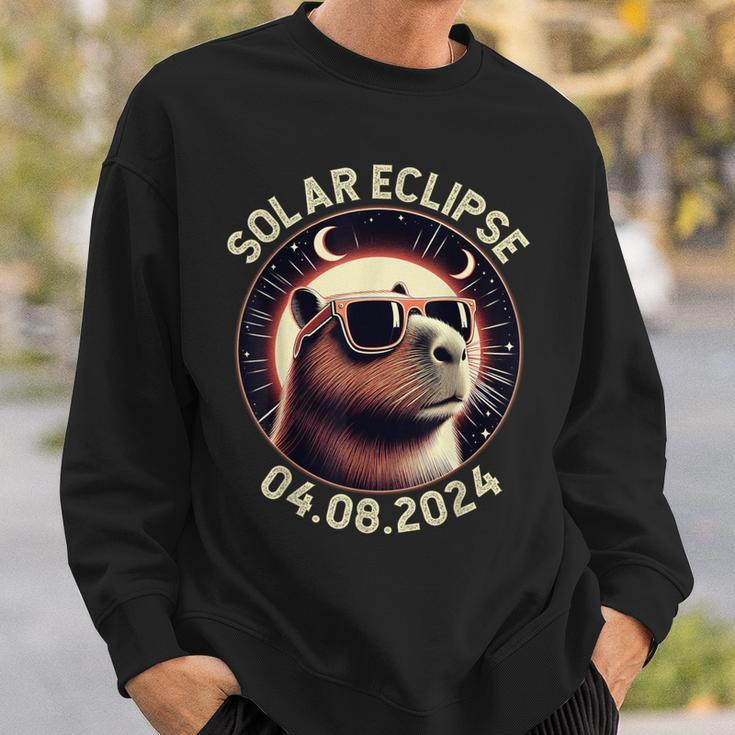 America Totality 40824 Retro Capybara Solar Eclipse 2024 Sweatshirt Gifts for Him
