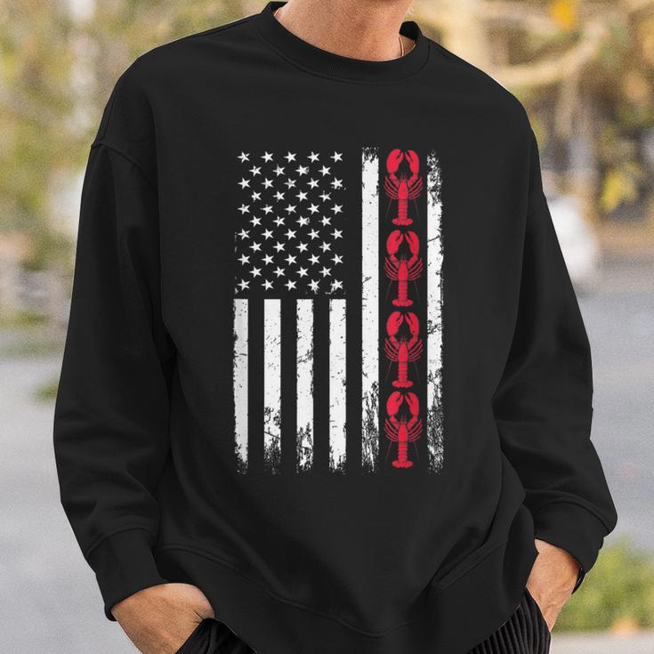 American Crayfish Outfit Louisiana Crawfish Usa Flag Sweatshirt Gifts for Him