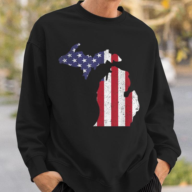 American Flag Fourth Of July 4Th Michigan Usa Sweatshirt Gifts for Him