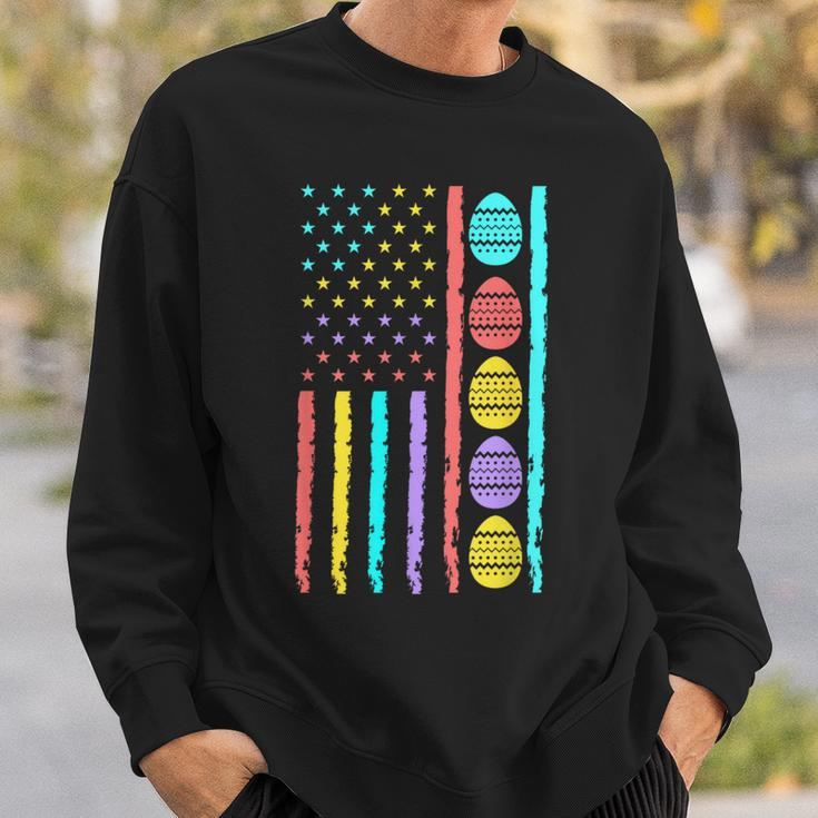 American Flag Happy Easter Egg Hunting Patriotic Easter Day Sweatshirt Gifts for Him
