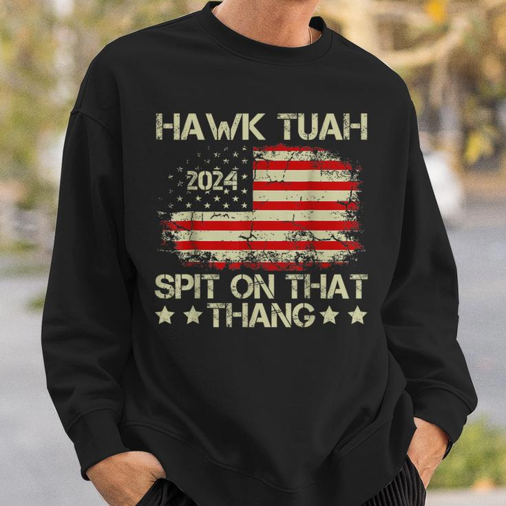 American Flag Hawk Tuah 24 Spit On That Thang Sweatshirt Gifts for Him