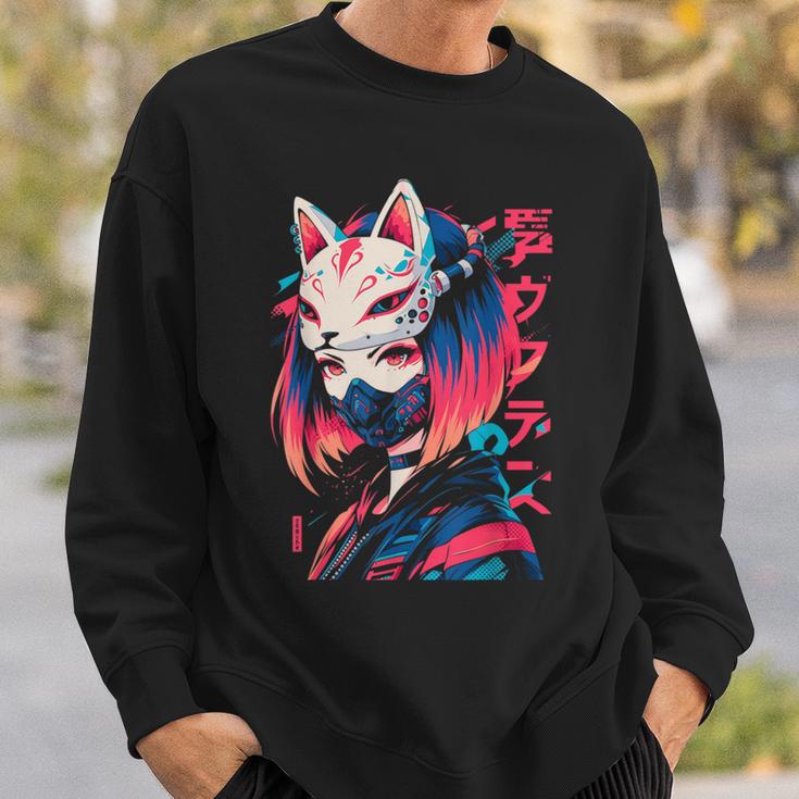 Anime Manga Cyberpunk Aesthetic Techwear Harajuku Kitsune Sweatshirt Geschenke für Ihn