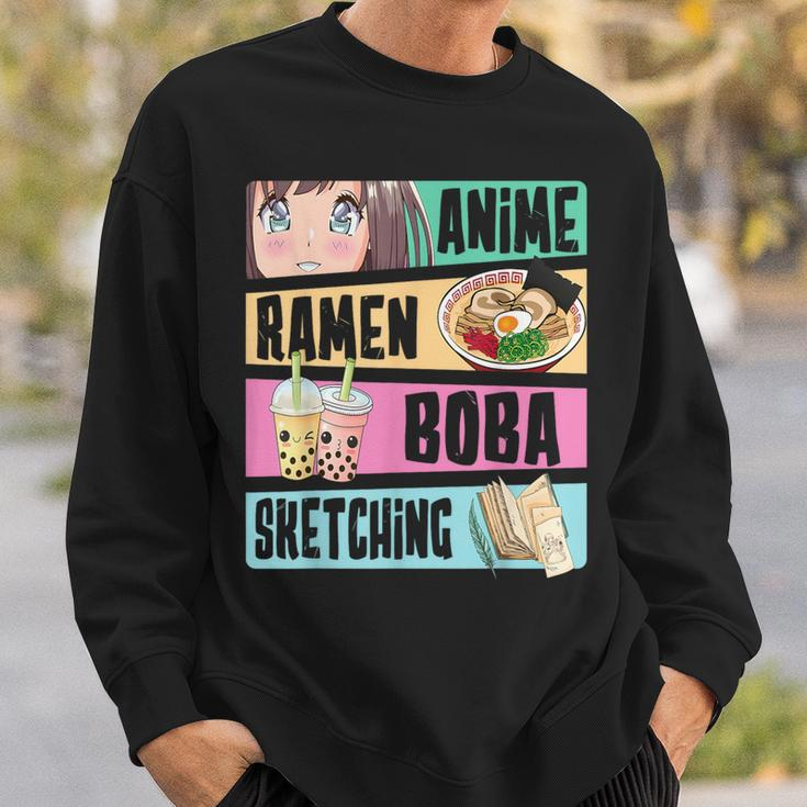 Anime Ramen Boba Sketching Kawaii Anime Lover Merch Sweatshirt Gifts for Him