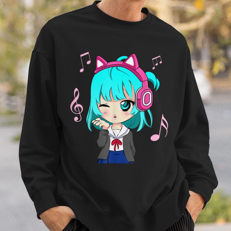 Anime Y Música Chica Para Adolescente Chibi Gráfico Anime Chica Camisa de entrenamiento Regalos para él