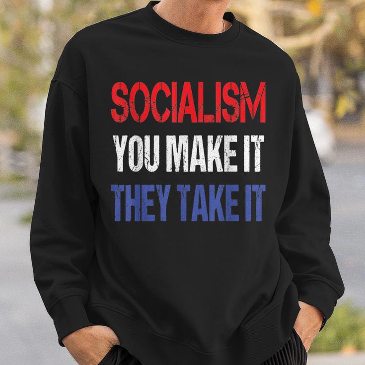 Anti-Socialism Saying Red White Blue Capitalist Sweatshirt Gifts for Him