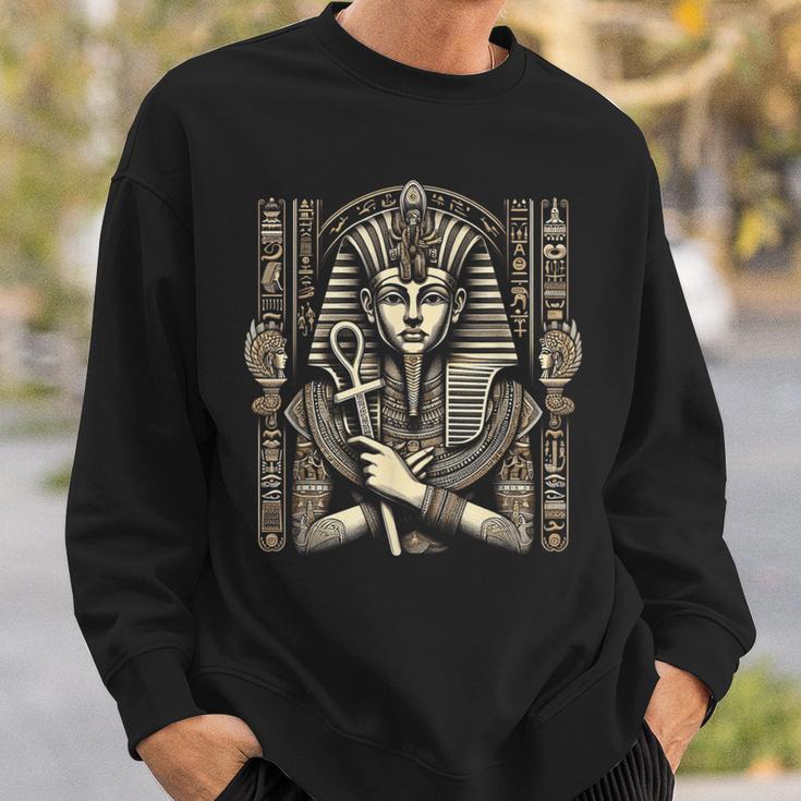 Antiker Ägyptischer Pharao Mit Ankh Und Kopfschmuck Sweatshirt Geschenke für Ihn