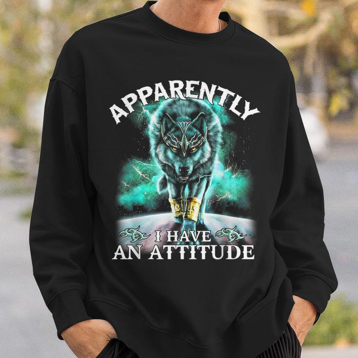Apparently I Have An Attitude Wolf Sweatshirt Gifts for Him