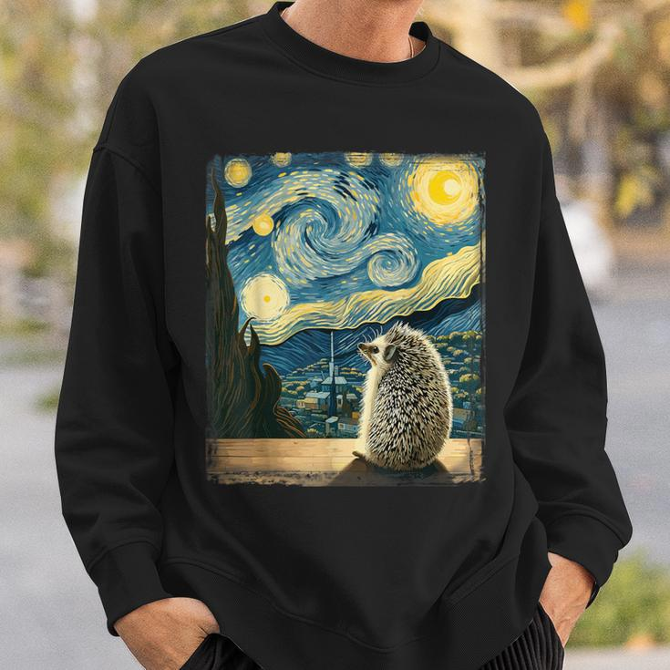 Artistic Hedgehog Van Gogh Style Starry Night Hedgehog Sweatshirt Gifts for Him
