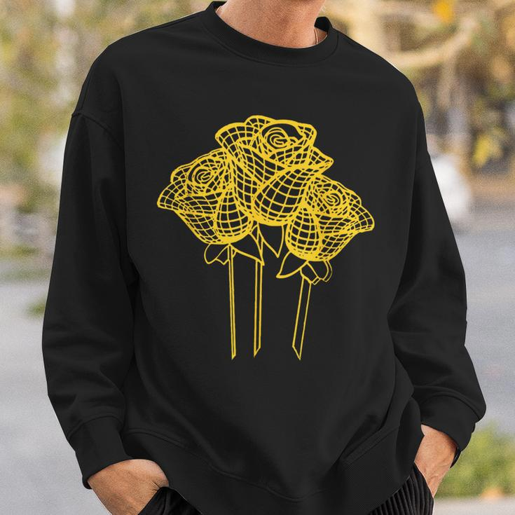 Artistic Yellow Roses Geometric Line Drawing Sweatshirt Gifts for Him