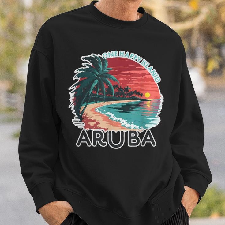 Aruba's One Happy Island Beautiful Sunset Beach Sweatshirt Gifts for Him