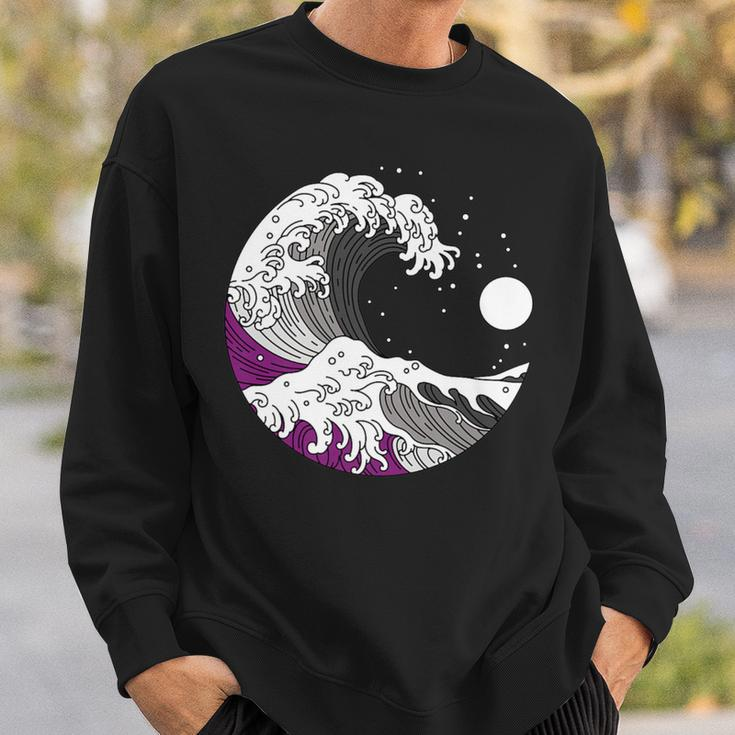 Asexual Pride Lgbtq Ace Flag Japanese Great Wave Sweatshirt Gifts for Him