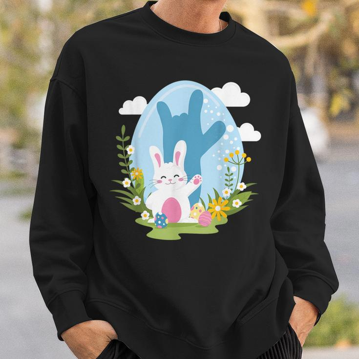 Asl Easter Bunny Reflection I Love You Hand Sign Language Sweatshirt Gifts for Him