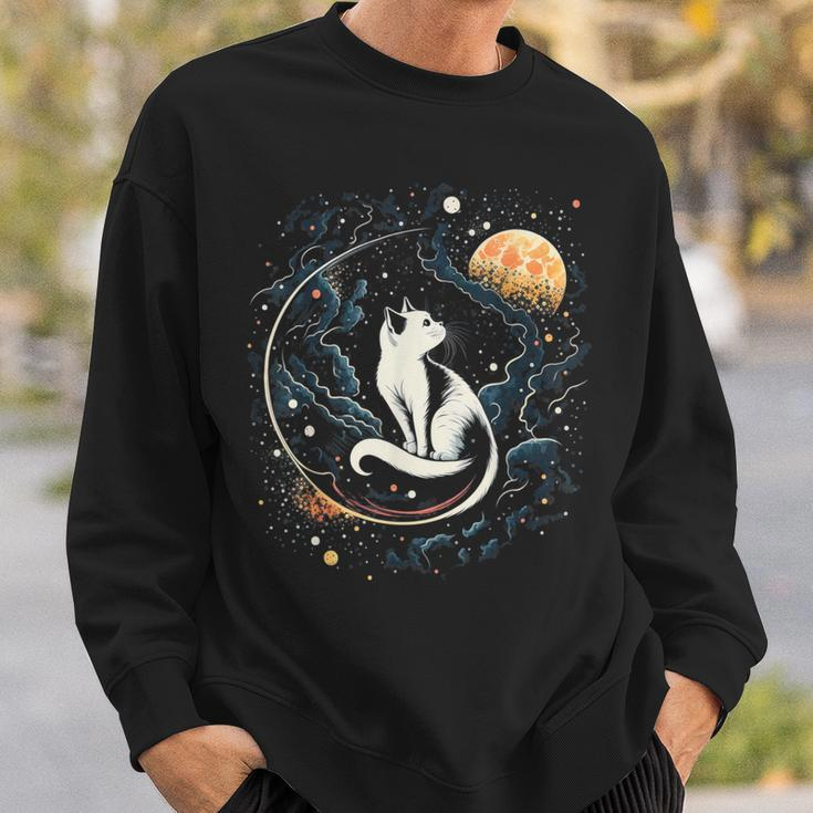 Astronaut Cat Or Space Cat On Galaxy Cat Lover Sweatshirt Gifts for Him