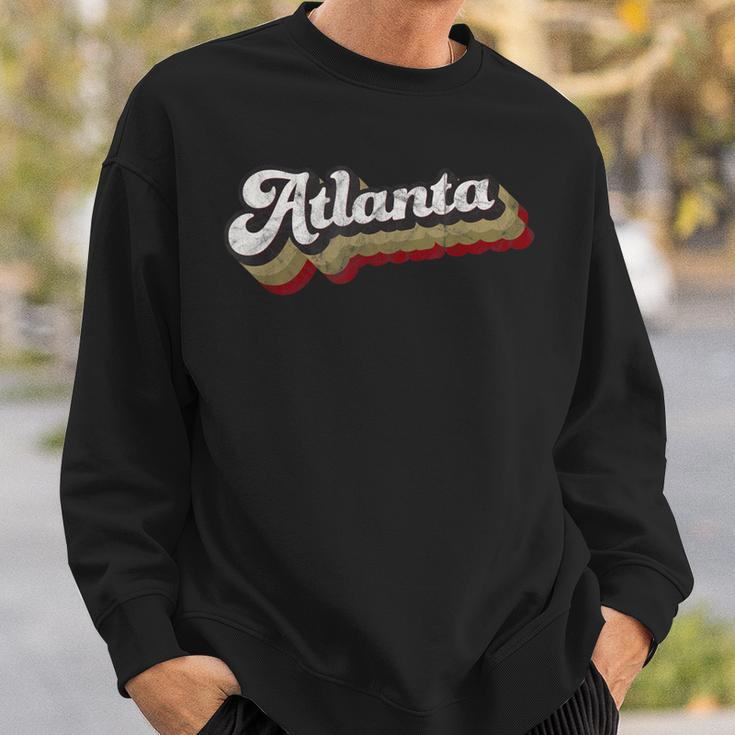 Atlanta Soccer Distressed Retro Baseball Script 404 United Sweatshirt Gifts for Him