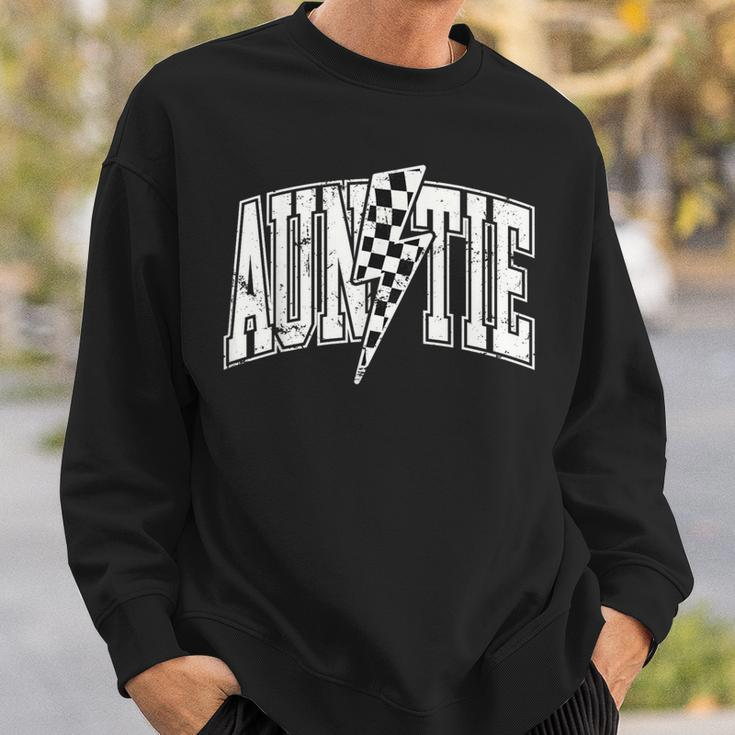 Auntie Hosting Race Car Pit Crew Checkered Birthday Party Sweatshirt Gifts for Him
