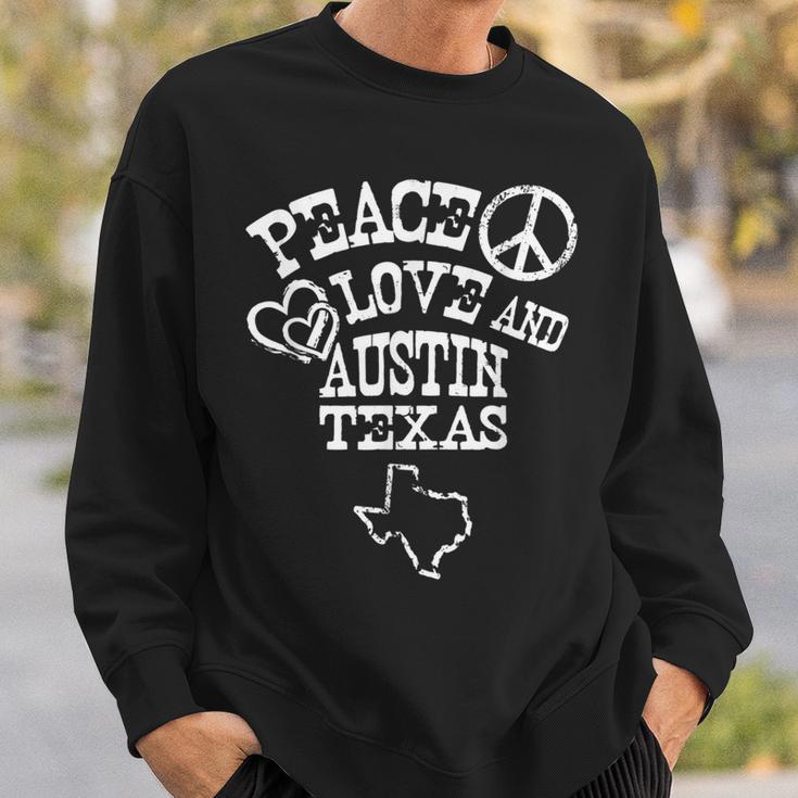 Austin Texas Souvenir Peace Love Austin Texas Sweatshirt Gifts for Him