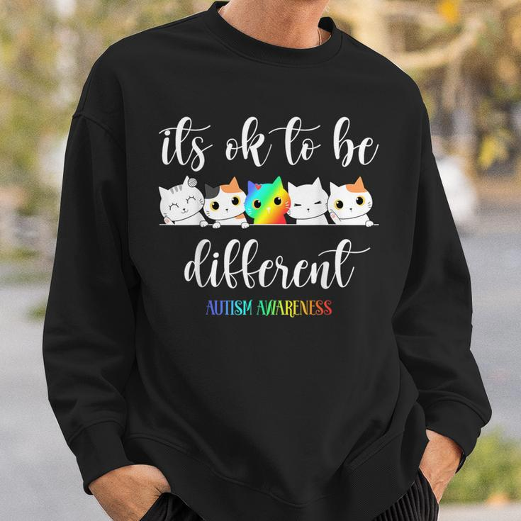 Autism Awareness Cat It's Ok To Be Different Autistic Sweatshirt Gifts for Him
