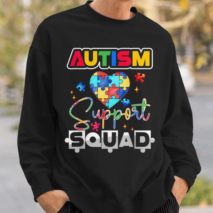 Autism Awareness Autism Squad Support Team Colorful Puzzle Sweatshirt Gifts for Him