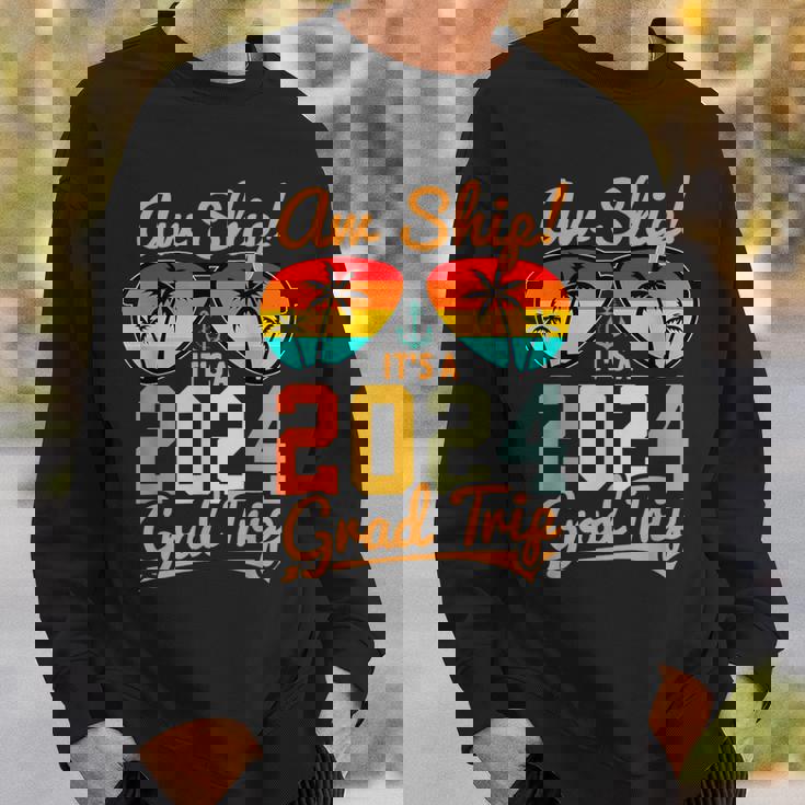 Aw Ship It's A Grad Trip 2024 Vintage Graduation Cruise 2024 Sweatshirt Gifts for Him