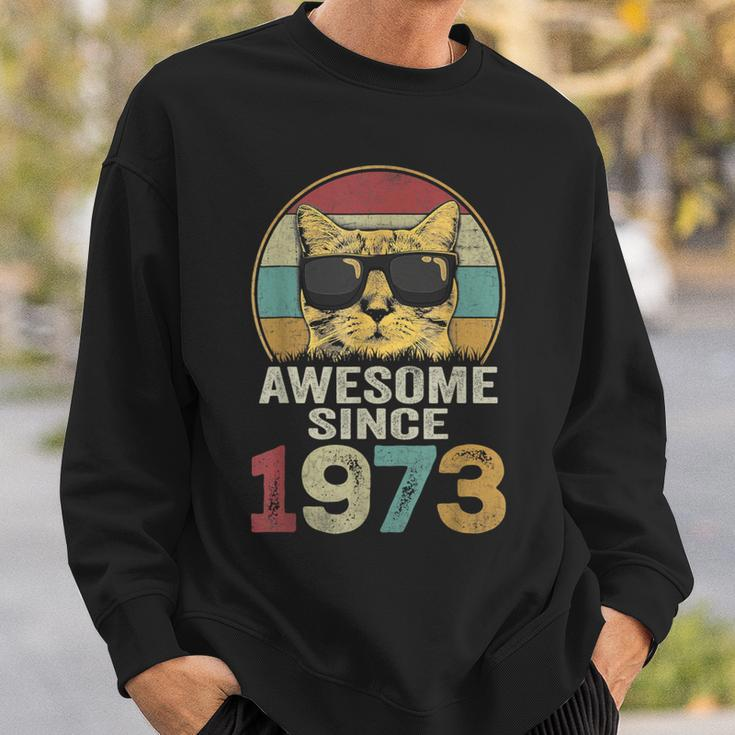 Awesome Since 1973 50Th Birthday 50 Year Old Cat Lovers Sweatshirt Gifts for Him