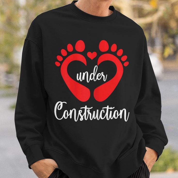Baby Under Construction Baby Feet Heart Pregnant Maternity Sweatshirt Gifts for Him