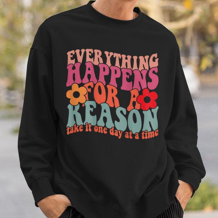 Words On Back Positive Everything Happens For Reason Sweatshirt Gifts for Him