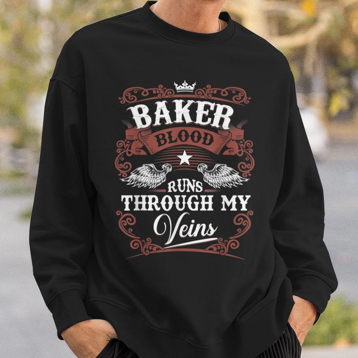 Baker Blood Runs Through My Veins Family Name Vintage Sweatshirt Gifts for Him