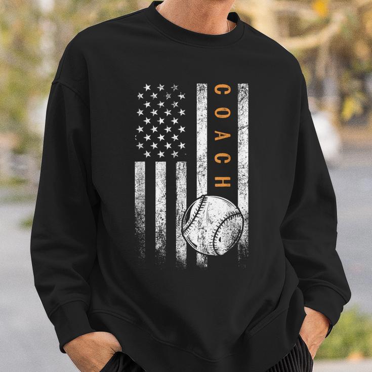 Baseball Coach American Flag Baseball Trainer Coaching Sweatshirt Gifts for Him