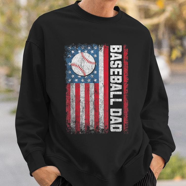 Baseball Dad Usa American Flag Patriotic Dad Father's Day Sweatshirt Gifts for Him