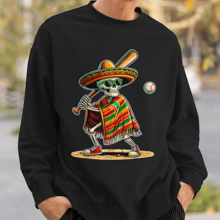 Baseball Skeleton Mexican Sombrero Cinco De Mayo Sweatshirt Gifts for Him