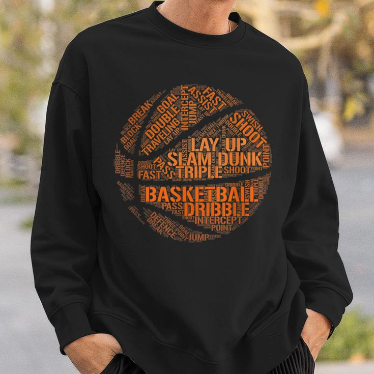 Basketball Terms Motivational Word Cloud Boys Girls Sweatshirt Gifts for Him